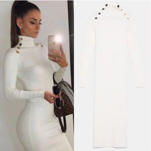 Zara White Turtleneck Dress